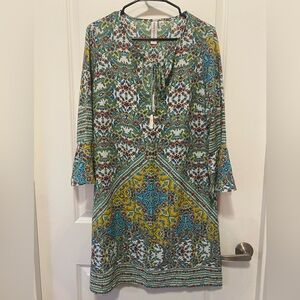 Emma & Michele Vibrant Multicolor Long Sleeve Dress